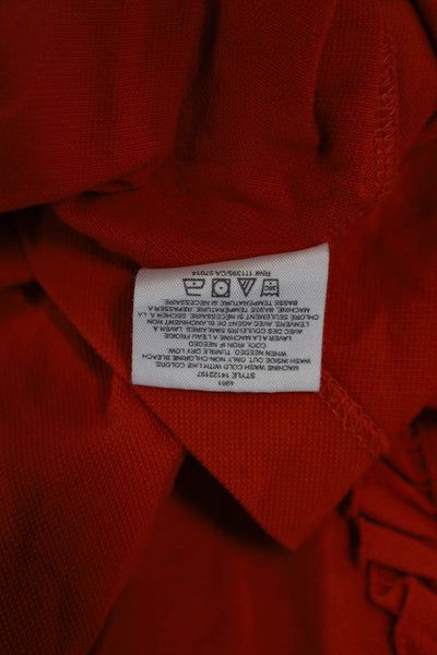 Tory Burch Womens Basic Short Sleeve Button Up High Neck Orange Top Size L