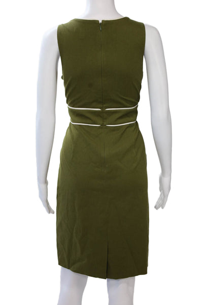 J Crew Womens Sheath Pencil Dress Green V-Neck Sleeveless Knee Length Size 6