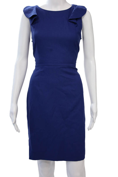 J Crew Womens Sheath Dress Blue Sleeveless Round Neck Polyester Size 6