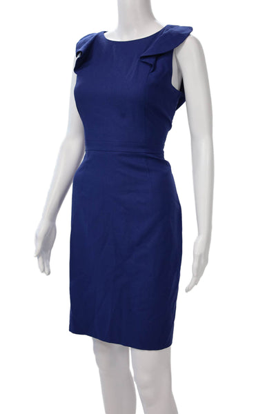 J Crew Womens Sheath Dress Blue Sleeveless Round Neck Polyester Size 6