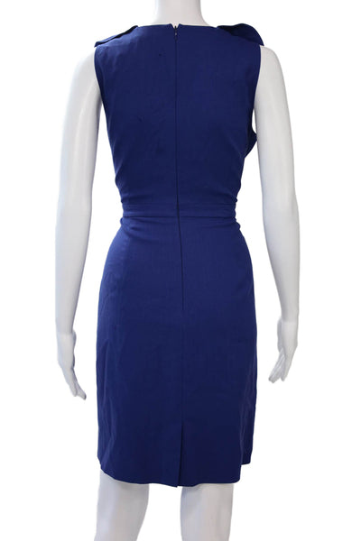 J Crew Womens Sheath Dress Blue Sleeveless Round Neck Polyester Size 6