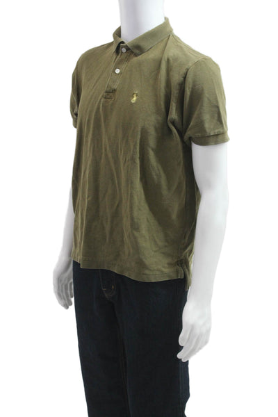 Polo Ralph Lauren Men Collared Short Sleeve Polo Green Cotton Button Size L