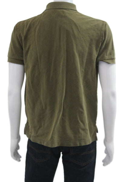 Polo Ralph Lauren Men Collared Short Sleeve Polo Green Cotton Button Size L
