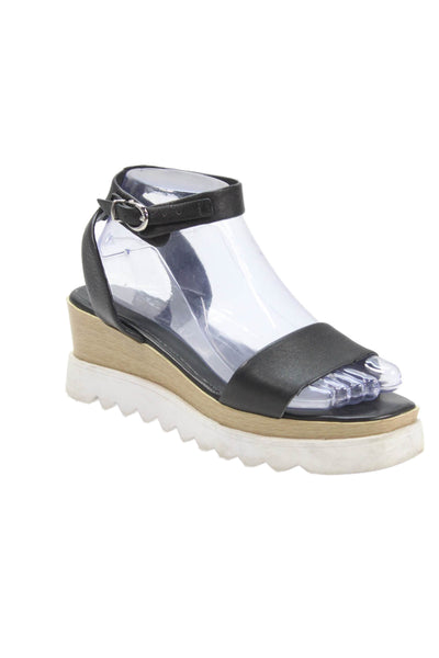 Sol Sana Womens Slip-On Buckled Ankle Strap Heeled Sandals Black Size 7