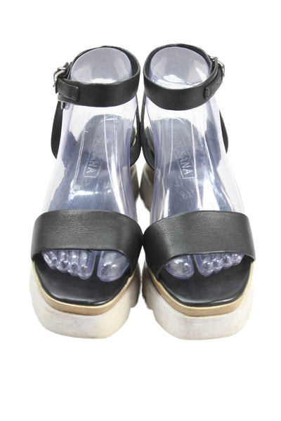 Sol Sana Womens Slip-On Buckled Ankle Strap Heeled Sandals Black Size 7