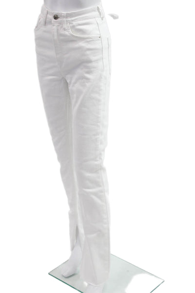 Zara Womens Straight High Rise White Jeans Cotton Stretch 32in Inseam Size 4
