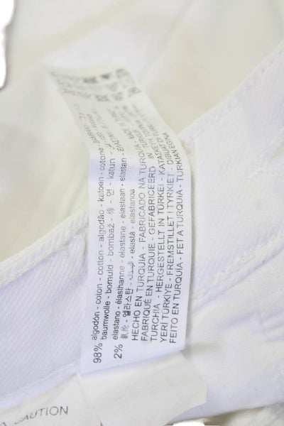 Zara Womens Straight High Rise White Jeans Cotton Stretch 32in Inseam Size 4