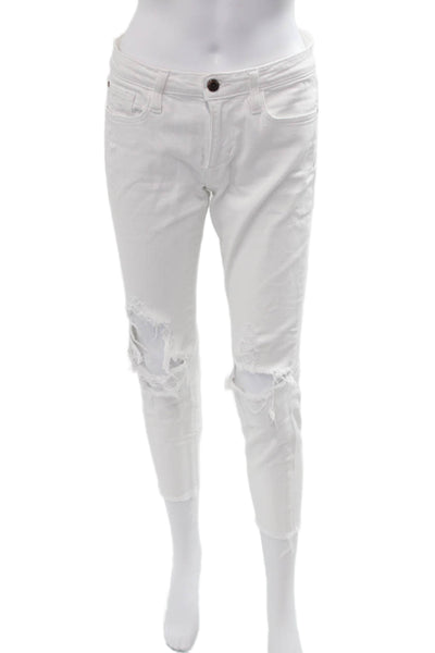 Joes Womens White Skinny Ankle Jeans Mid Rise Button Fly Size 27