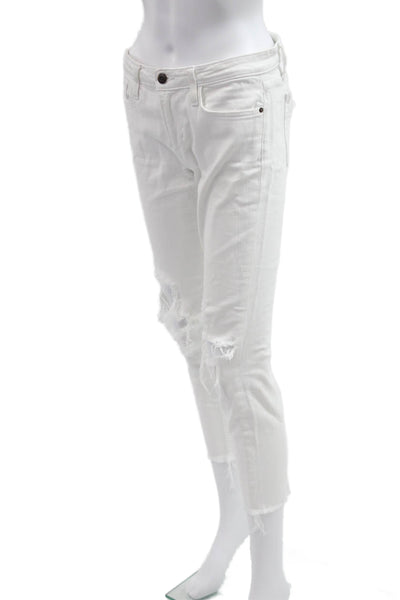 Joes Womens White Skinny Ankle Jeans Mid Rise Button Fly Size 27