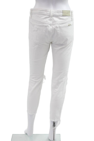 Joes Womens White Skinny Ankle Jeans Mid Rise Button Fly Size 27