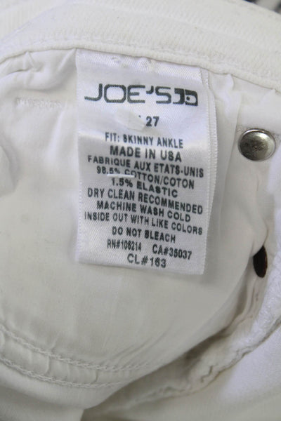 Joes Womens White Skinny Ankle Jeans Mid Rise Button Fly Size 27