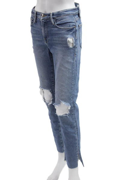 Frame Denim Womens Cropped Straight Blue Jeans Size 26
