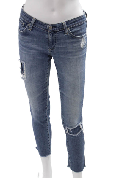 AG Adriano Goldschmied Women Ankle Cropped Blue Jeans Low Rise Size 26
