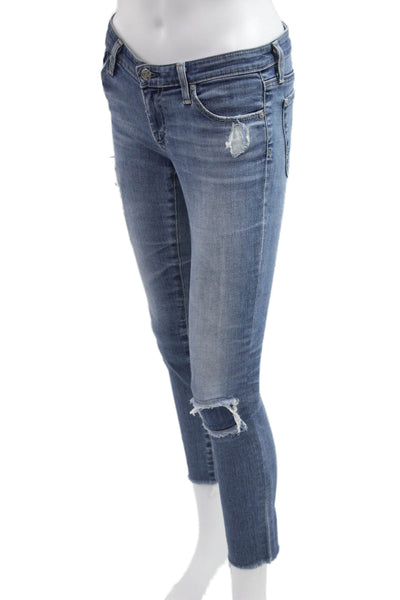 AG Adriano Goldschmied Women Ankle Cropped Blue Jeans Low Rise Size 26