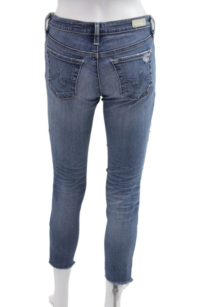 AG Adriano Goldschmied Women Ankle Cropped Blue Jeans Low Rise Size 26