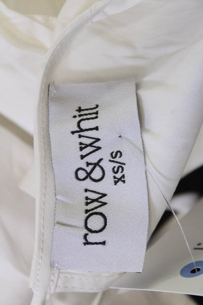 Row & Whit Womens White V Neck Tie Sleeveless Organic Cotton Blouse Size XS