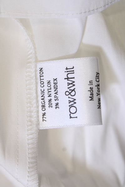 Row & Whit Womens White V Neck Tie Sleeveless Organic Cotton Blouse Size XS