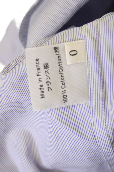 Atlantique Ascoli Women Lt Blue Striped Highneck Long Sleeve Blouse Size S