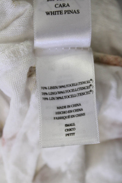 Rails Womens White V-Neck Short Sleeve Basic T-Shirt Linen Blend Size S