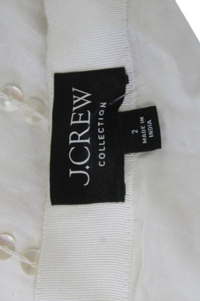 J Crew Women Straight Pencil Skirt White Striped Linen Short Size 2