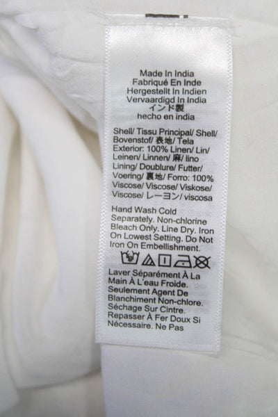 J Crew Women Straight Pencil Skirt White Striped Linen Short Size 2