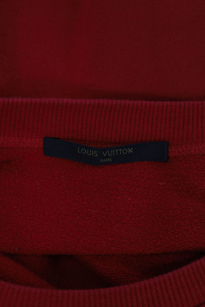 Louis Vuitton Unisex Red Cotton Pullover Sweatshirt Crew Neck Size S