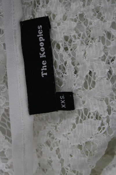 The Kooples Women Floral Crew Neck Zip Blouse Long Sleeve White Size 2XS