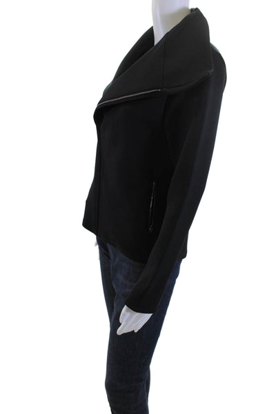 Aday Womens Motorcycle Jacket Black Zip Polyester Long Sleeve Size S