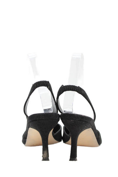 Coutgo Womens Stiletto Pointed Toe Buckle Slingback Pumps Black Size 6