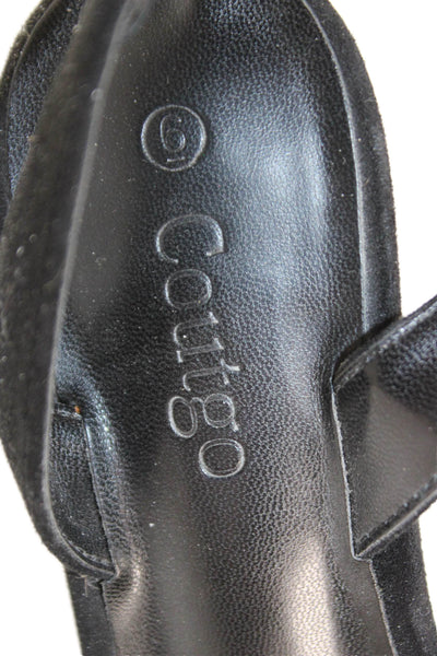 Coutgo Womens Stiletto Pointed Toe Buckle Slingback Pumps Black Size 6