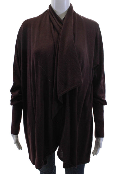 Halogen Womens Brown Merino Wool Blend Cardigan Sweater Long Sleeve Size 1X