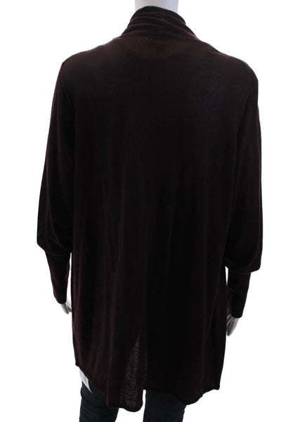 Halogen Womens Brown Merino Wool Blend Cardigan Sweater Long Sleeve Size 1X