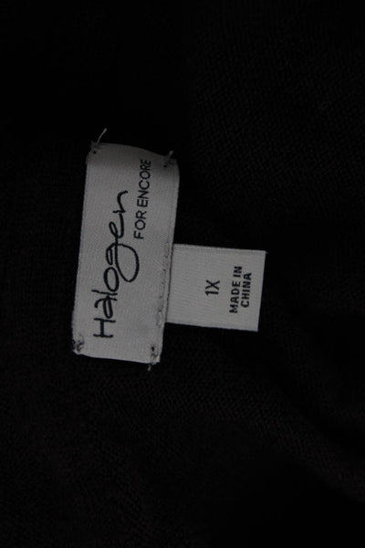 Halogen Womens Brown Merino Wool Blend Cardigan Sweater Long Sleeve Size 1X