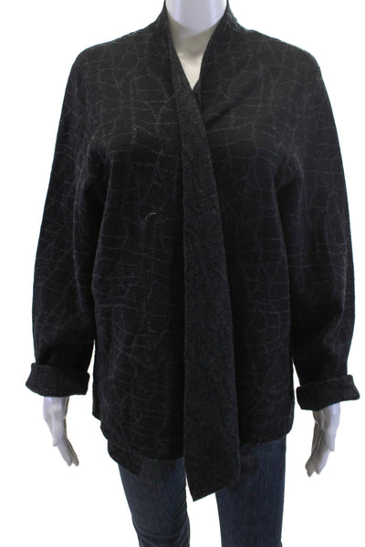 Eileen Fisher Unisex Black Cardigan Long Sleeve Cotton Wool Size 2X