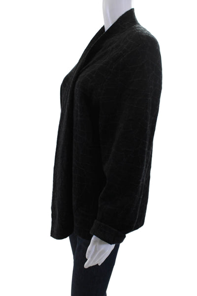 Eileen Fisher Unisex Black Cardigan Long Sleeve Cotton Wool Size 2X