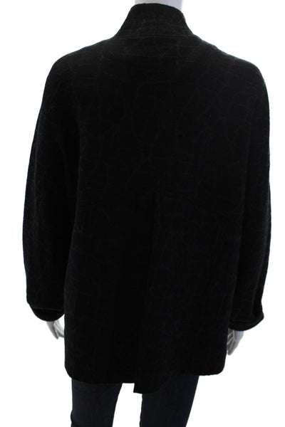 Eileen Fisher Unisex Black Cardigan Long Sleeve Cotton Wool Size 2X