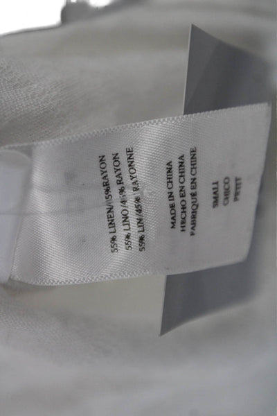 Rails Women Kimono Blouse White Floral Linen Short Sleeve Button Up Size S