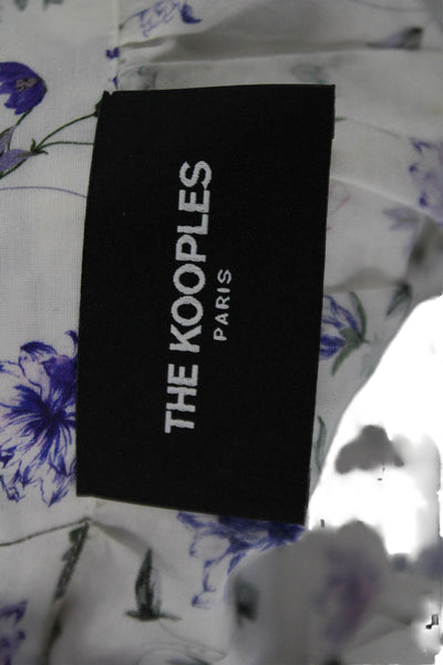 The Kooples Womens Floral Short Sleeve Button-Up Silk Cotton Blouse Size 1