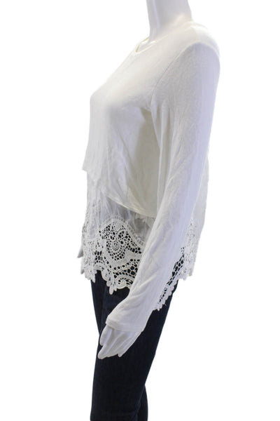 Generation Love Women White Bohemian Crew Neck Long Sleeve T-Shirt Size S