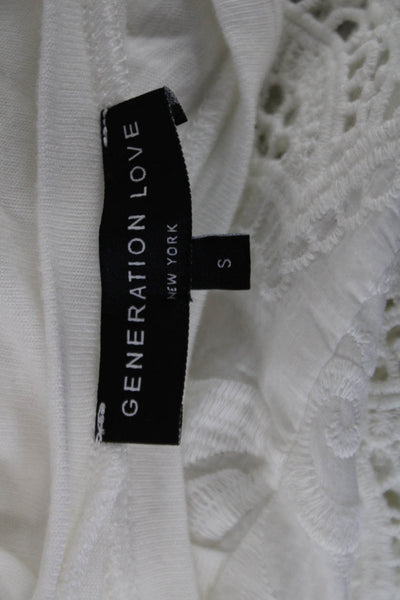 Generation Love Women White Bohemian Crew Neck Long Sleeve T-Shirt Size S