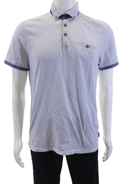 Ted Baker London Mens Spotted Short Sleeves Rugby Shirt White Blue Size 4