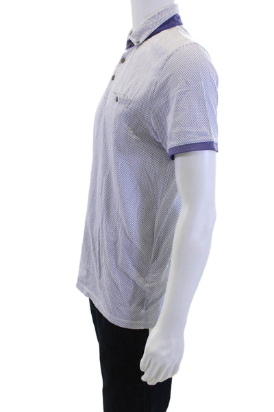 Ted Baker London Mens Spotted Short Sleeves Rugby Shirt White Blue Size 4