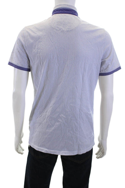 Ted Baker London Mens Spotted Short Sleeves Rugby Shirt White Blue Size 4
