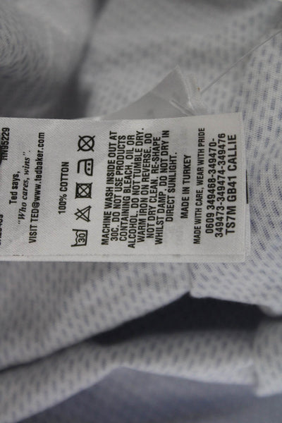 Ted Baker London Mens Spotted Short Sleeves Rugby Shirt White Blue Size 4