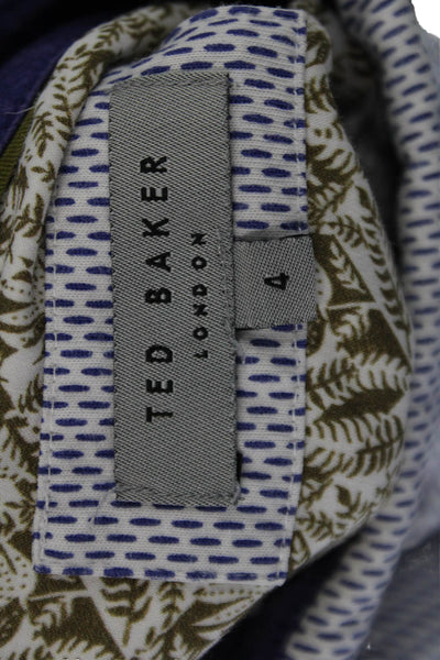 Ted Baker London Mens Spotted Short Sleeves Rugby Shirt White Blue Size 4
