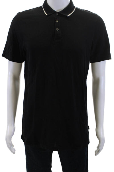 Ted Baker London Mens Short Sleeves Polo Shirt Black Cotton Size 3