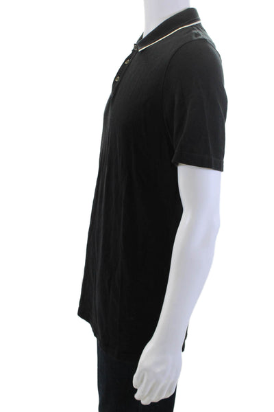 Ted Baker London Mens Short Sleeves Polo Shirt Black Cotton Size 3