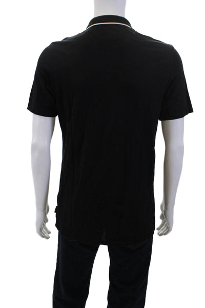 Ted Baker London Mens Short Sleeves Polo Shirt Black Cotton Size 3