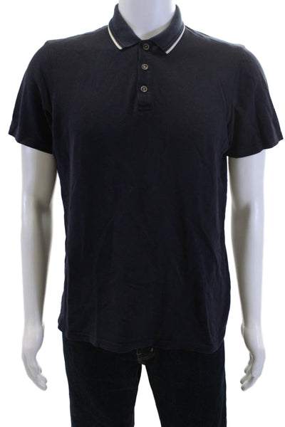 Ted Baker London mens Short Sleeves Rugby Shirt Navy Blue Cotton Size 3