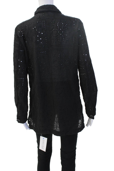 Zara Womens Military Jacket Black Collared Button Polyester Long Sleeve Size XS